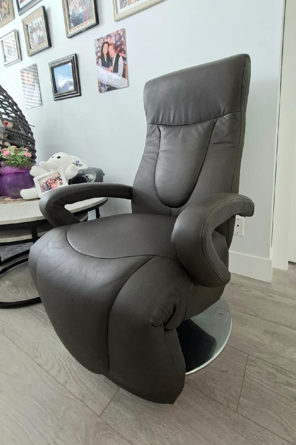 Leather Swivel Recliner Chair - Brown thumbnail