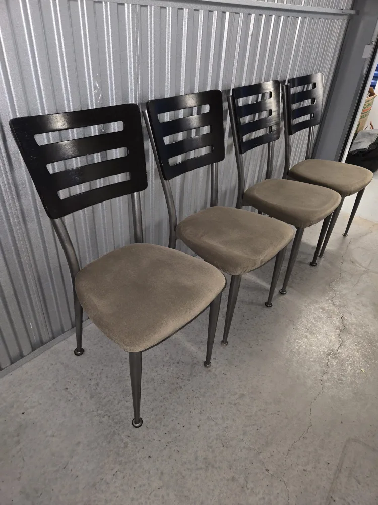 Set of 4 Dining Chairs - Brown & Beige thumbnail