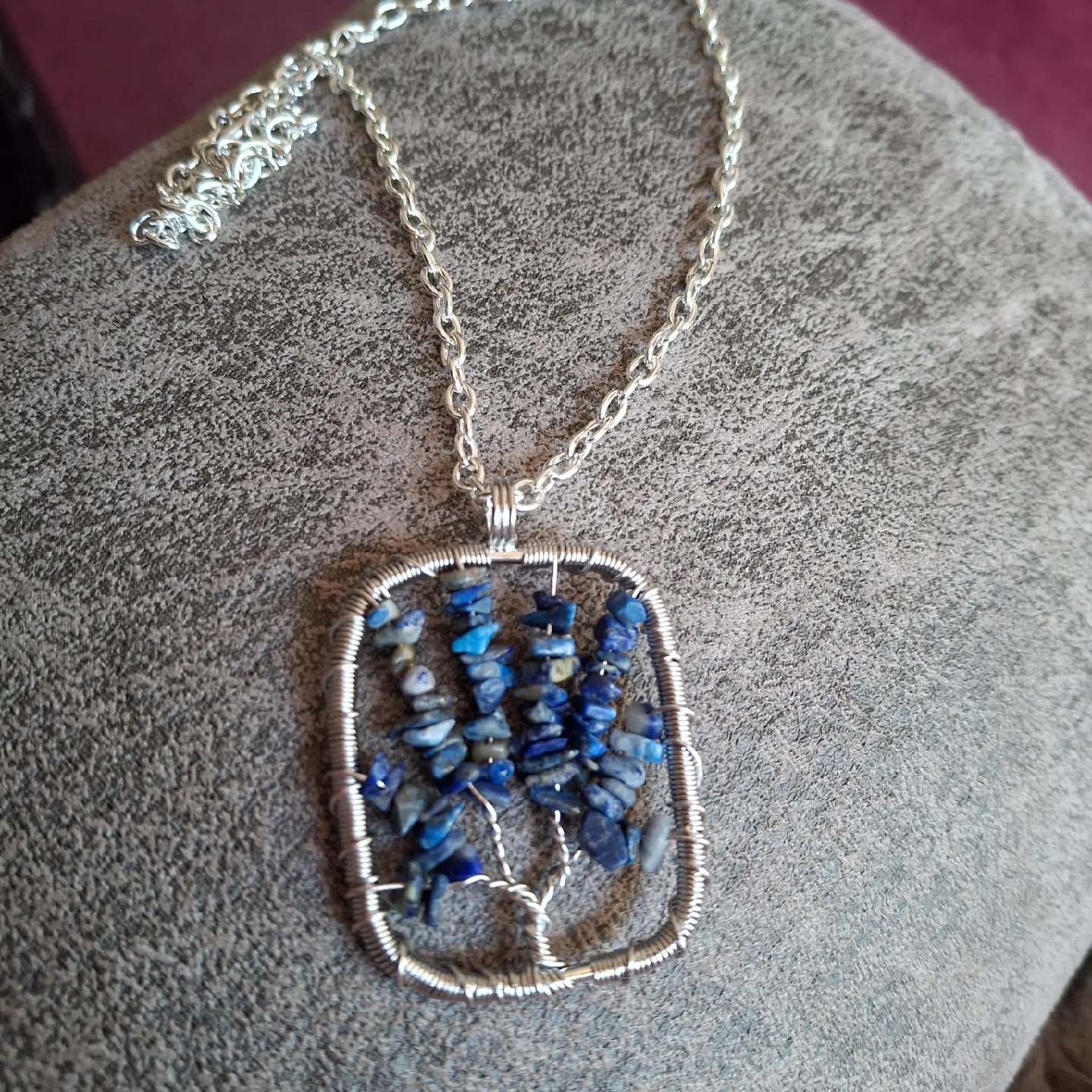 Handmade Lapis Lazuli Tree of Life Pendant thumbnail