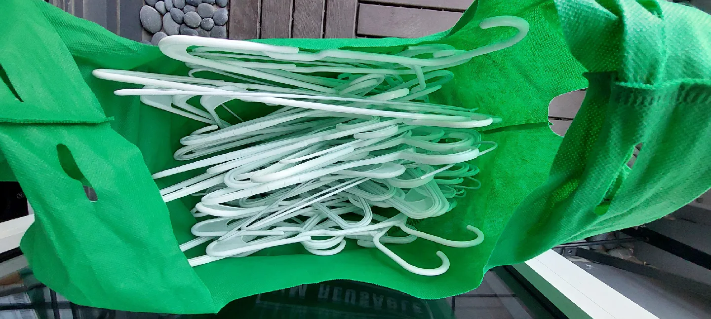Bag of White Plastic Clothes Hangers