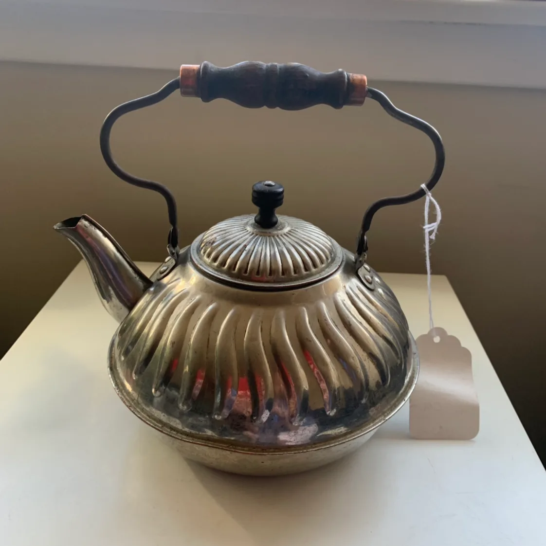 Antique decorative metal teapot thumbnail