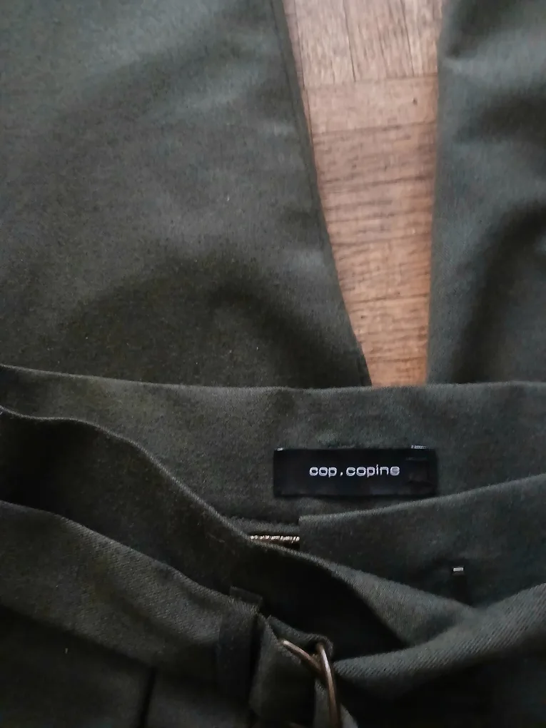 Cop.Copine Olive Green Belted Trousers image indicator(3)