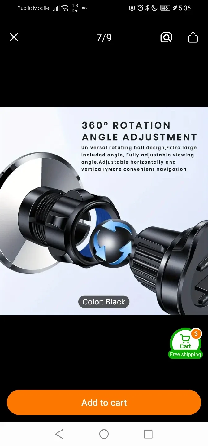 Universal Magnet Bracket Phone Car Mount - Black image indicator(9)