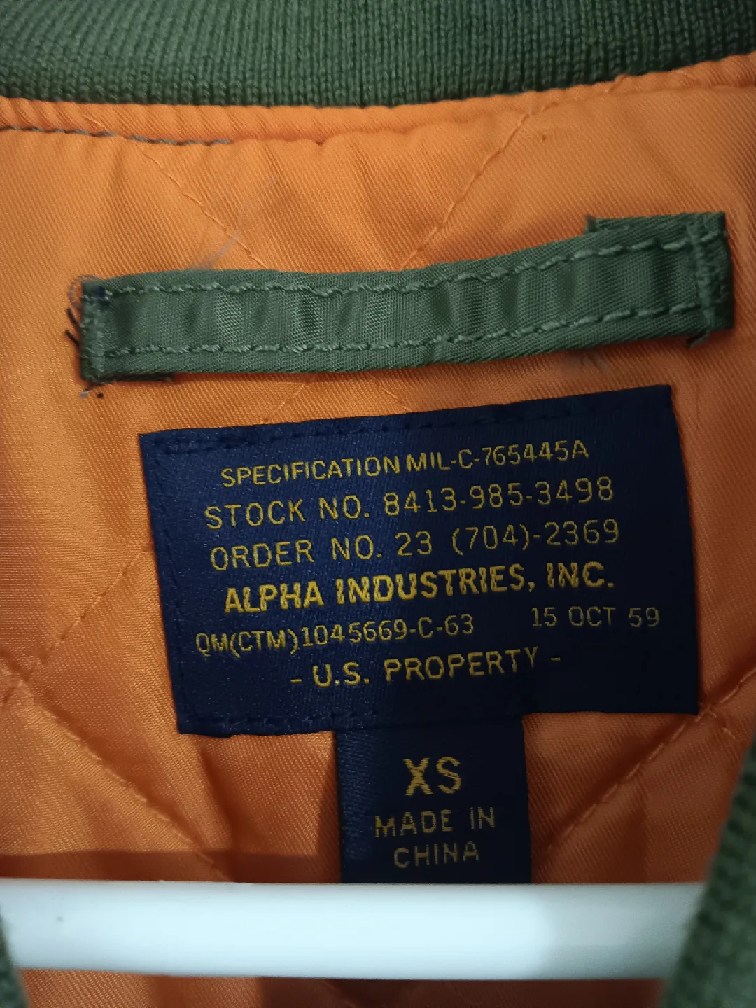 Bnwt Alpha Industries MA-1 Jacket Long Size XS image indicator(3)