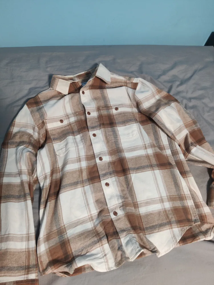 Old Navy M Flannel Shirt - Brown & White thumbnail