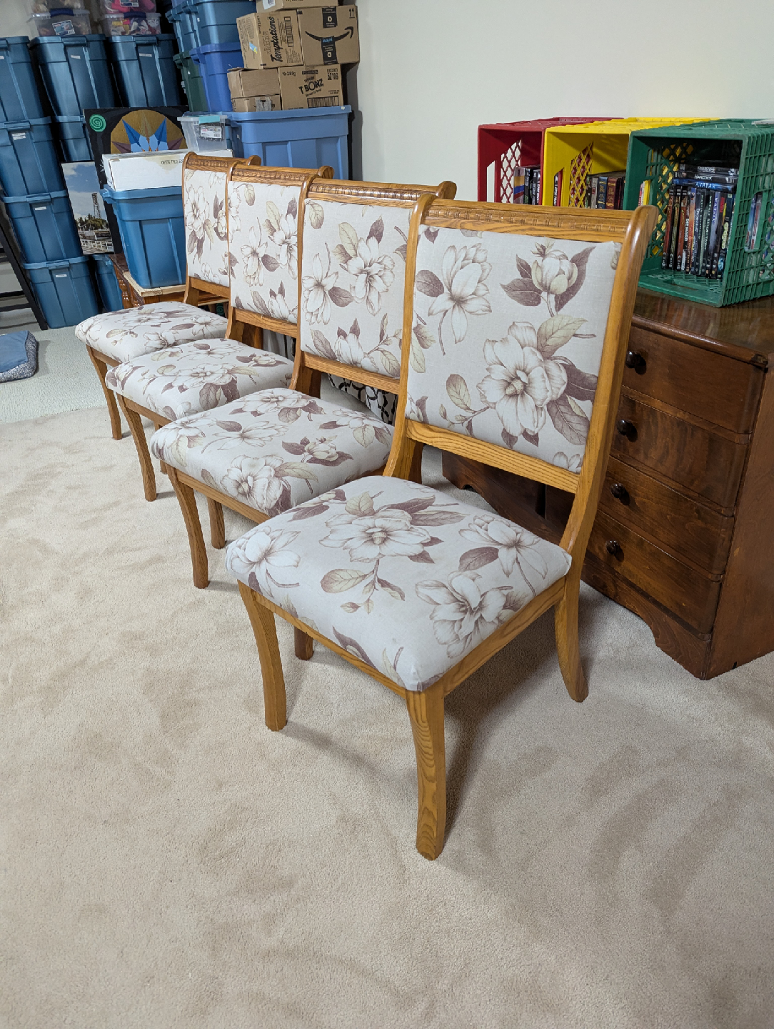 Set of 4 Floral Upholstered Dining Chairs