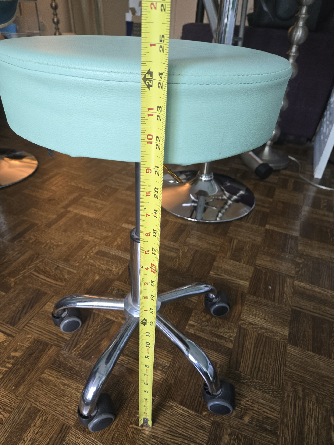 Mint Green Adjustable Rolling Stool - photo 4