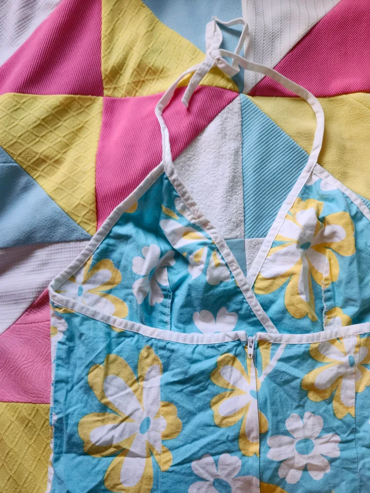 y2k blue floral halter dress image indicator(4)