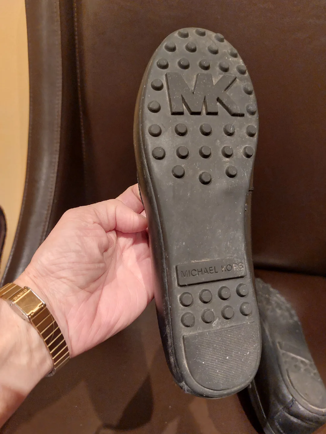 Michael Kors Black Leather Loafers size 8 image indicator(5)