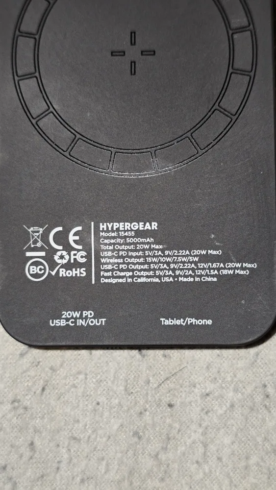 🥕 HyperGear 5000mAh Wireless Power Bank - Great Condition! image indicator(3)