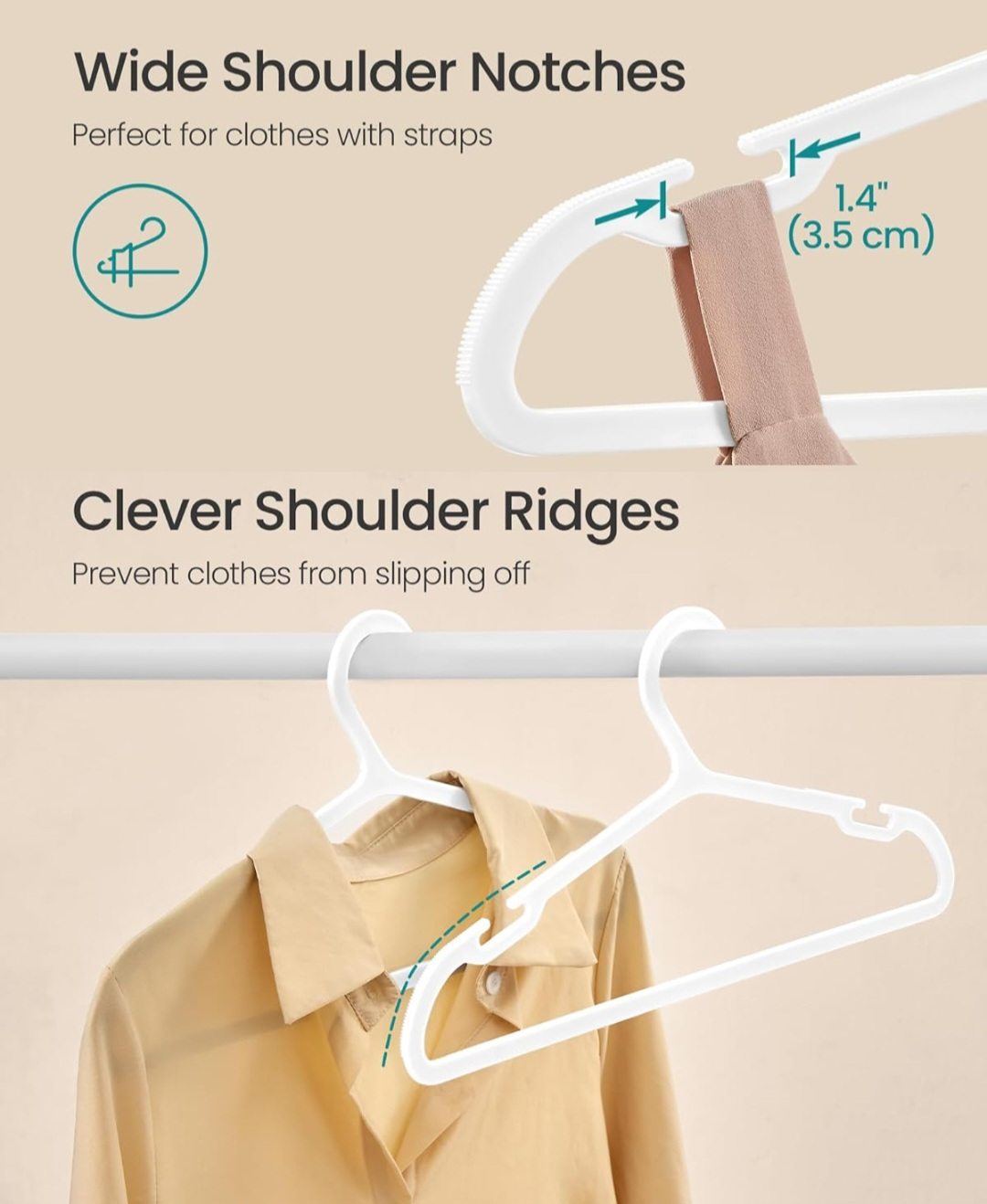 SONGMICS White Plastic Clothes Hangers - photo 3