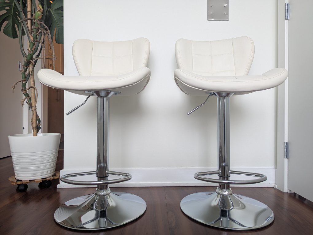 White Adjustable Height Bar Stools (Set of 2)
