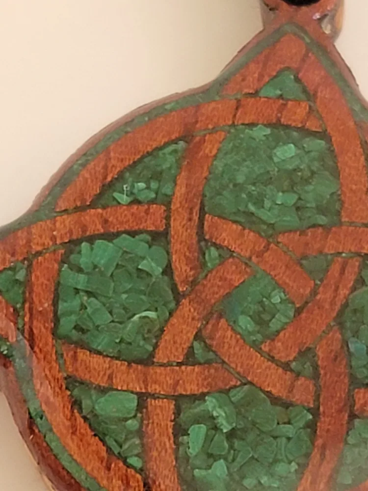 Celtic Knot Wood & Malachite Stone Necklace image indicator(5)