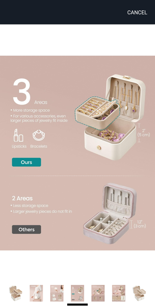 SONGMICS Small Jewelry Box - White - photo 4