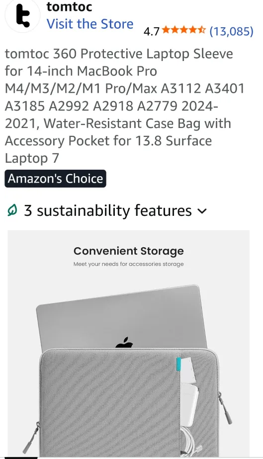 tomtoc 360 PROTECTIVE LAPTOP CASE for 14" MacBook Pro, Grey thumbnail