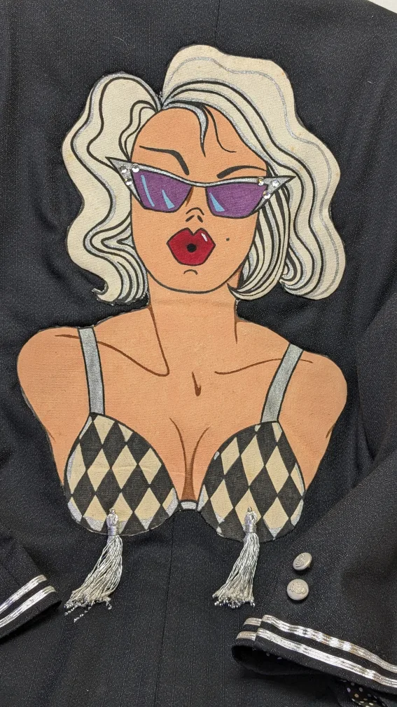 one of a kind womans blazer with hand painted applicay image indicator(2)