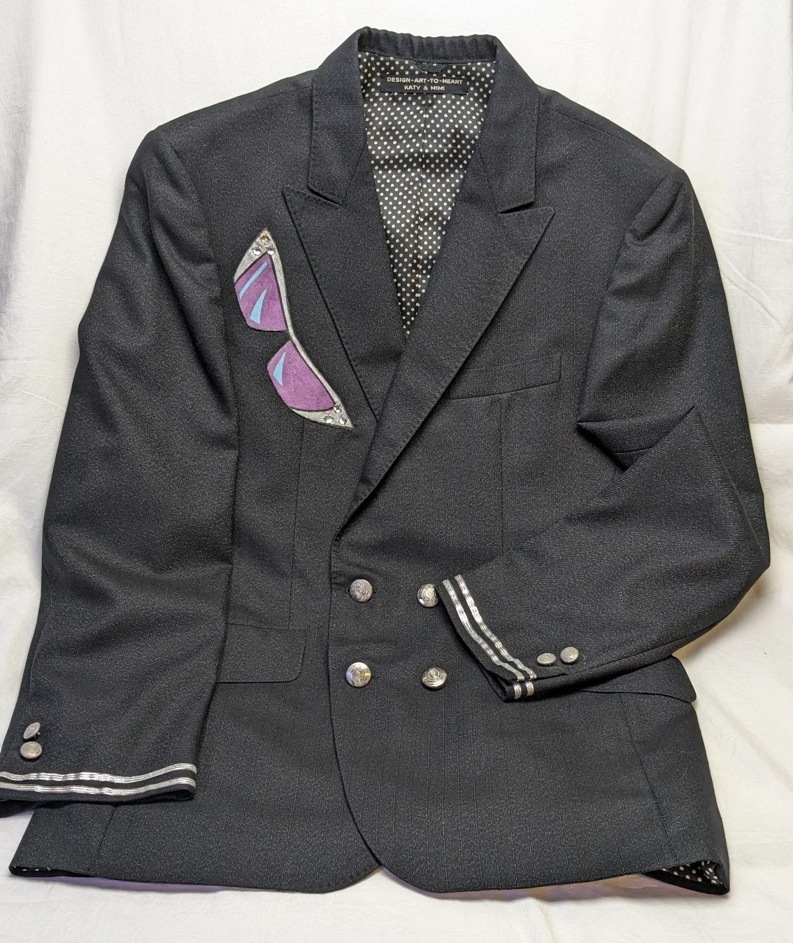 one of a kind womans blazer with hand painted applicay image indicator(3)