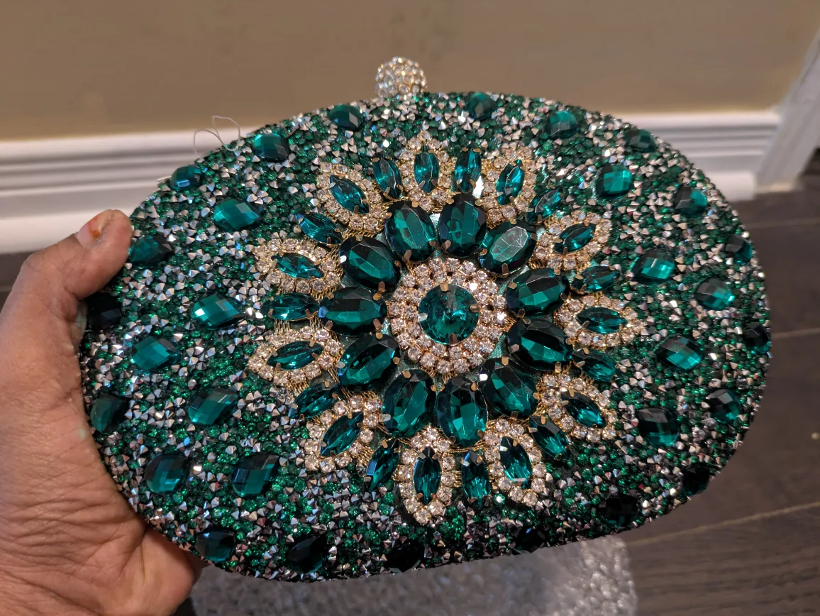 brand new Green Embellished Evening Clutch image indicator(2)