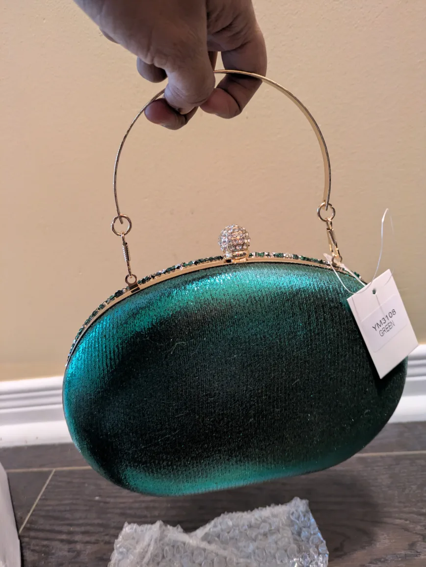 brand new Green Embellished Evening Clutch image indicator(4)