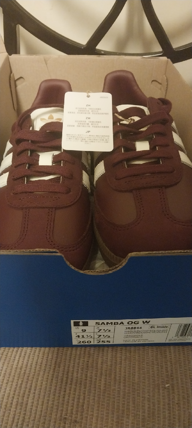 Adidas Samba OG W Maroon/White, US 9 (Women's)
