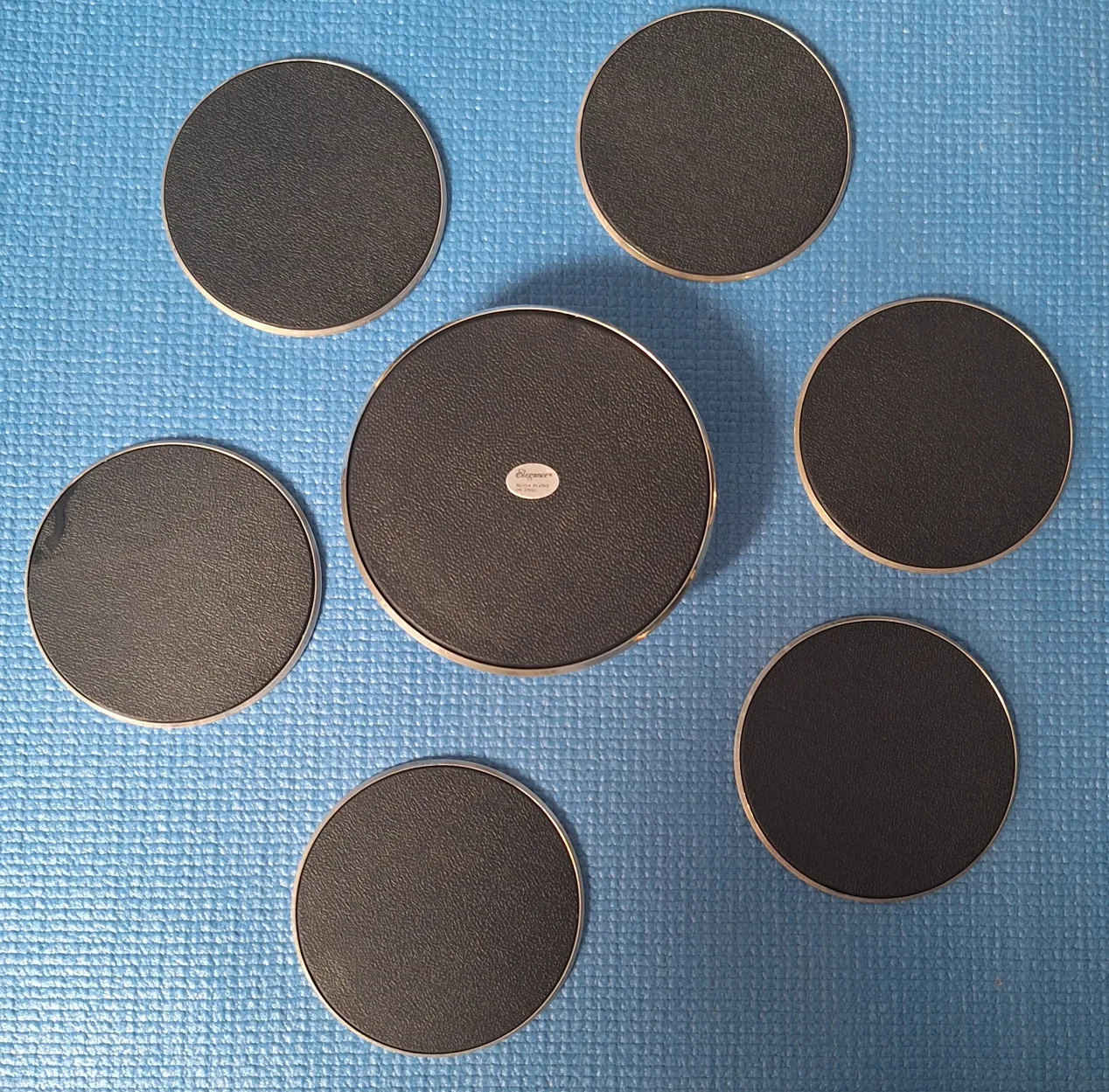 Vintage Silverplate Coaster Set with Stand image indicator(5)