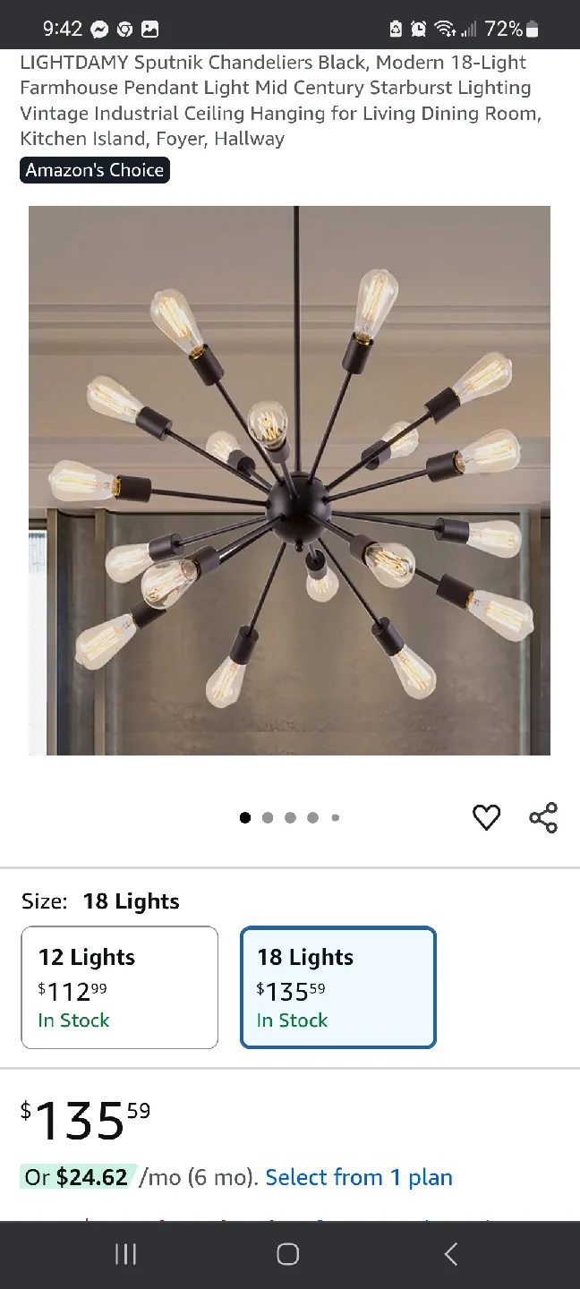 LIGHTDANY Sputnik Chandelier - 18 Light brand new thumbnail