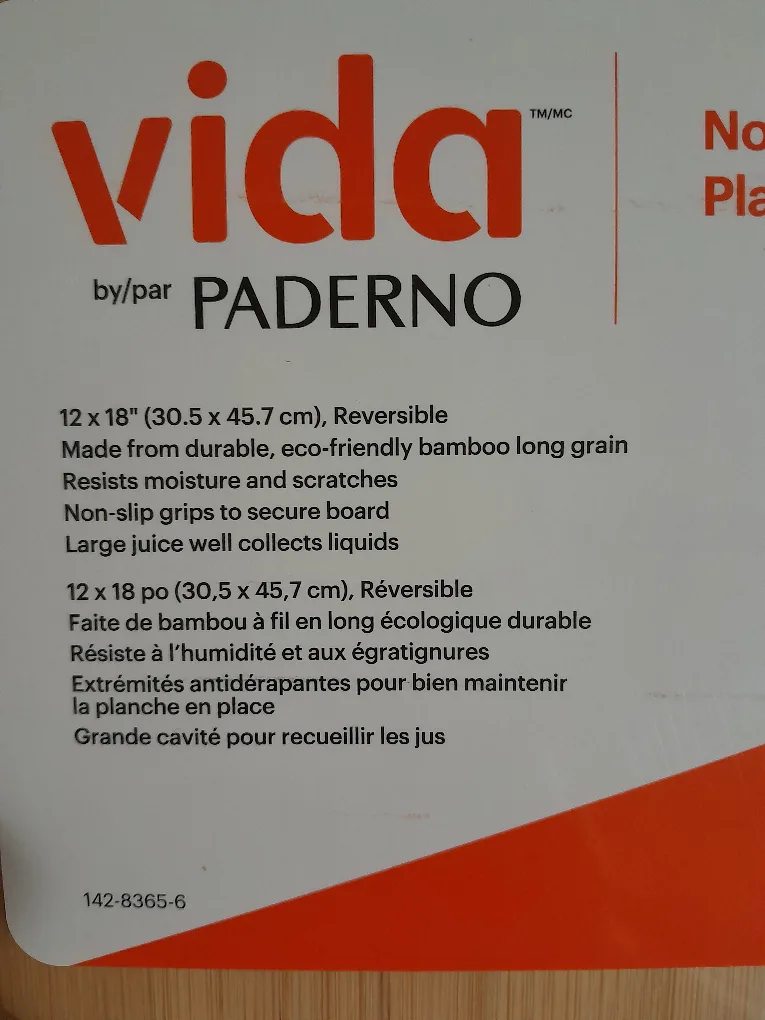 New Vida by Paderno Bamboo Cutting Board image indicator(2)