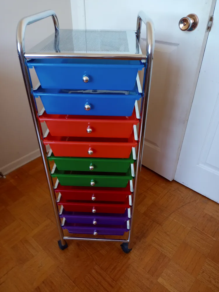 Rolling Storage Cart with Colourful Drawers thumbnail