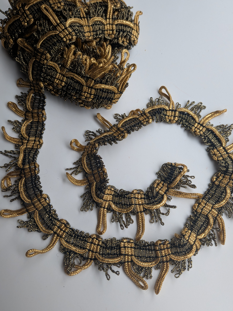 THREE YARDS Gold and Black Decorative Fringe Trim - photo 2