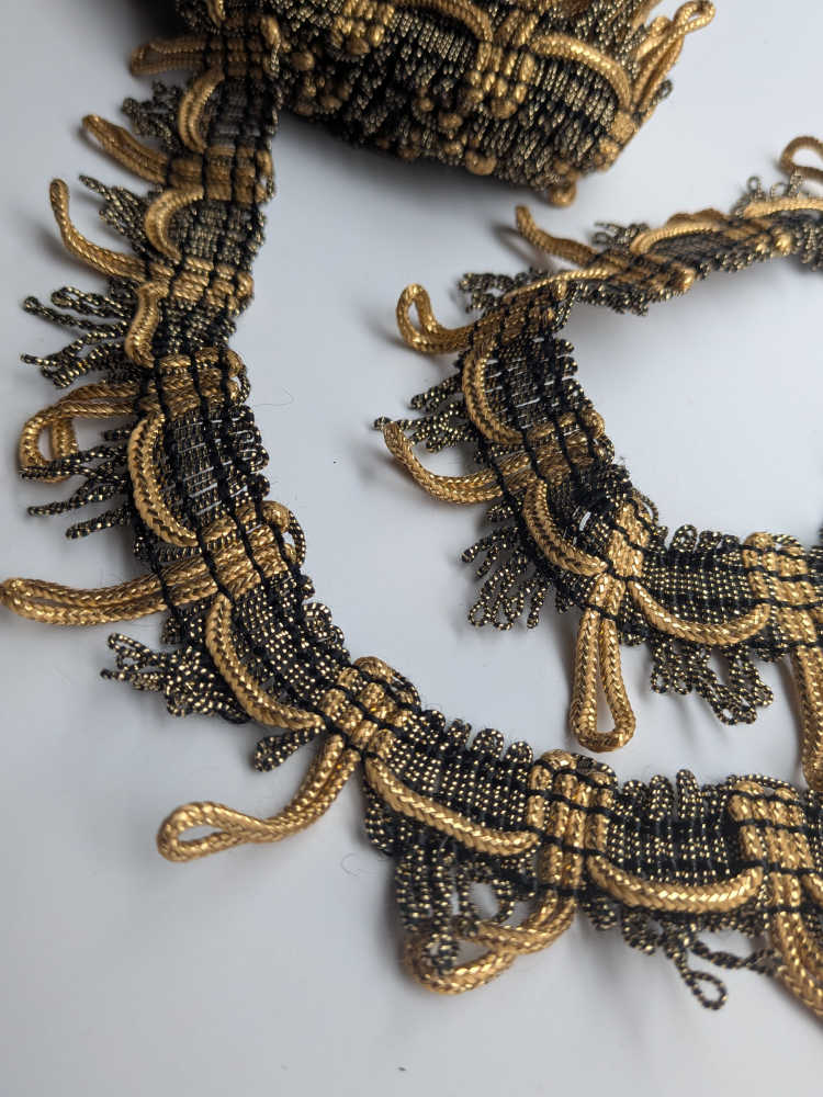 THREE YARDS Gold and Black Decorative Fringe Trim - photo 3