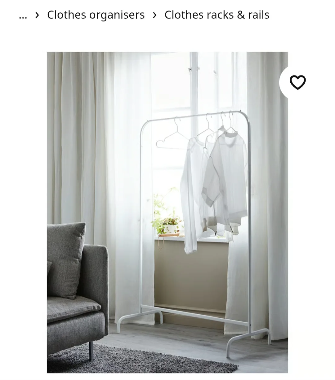 IKEA Clothes Rack - White - 39" Wide thumbnail