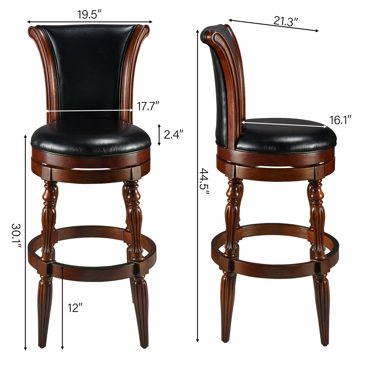 Swivel Solid Wood Bar Stool - photo 3