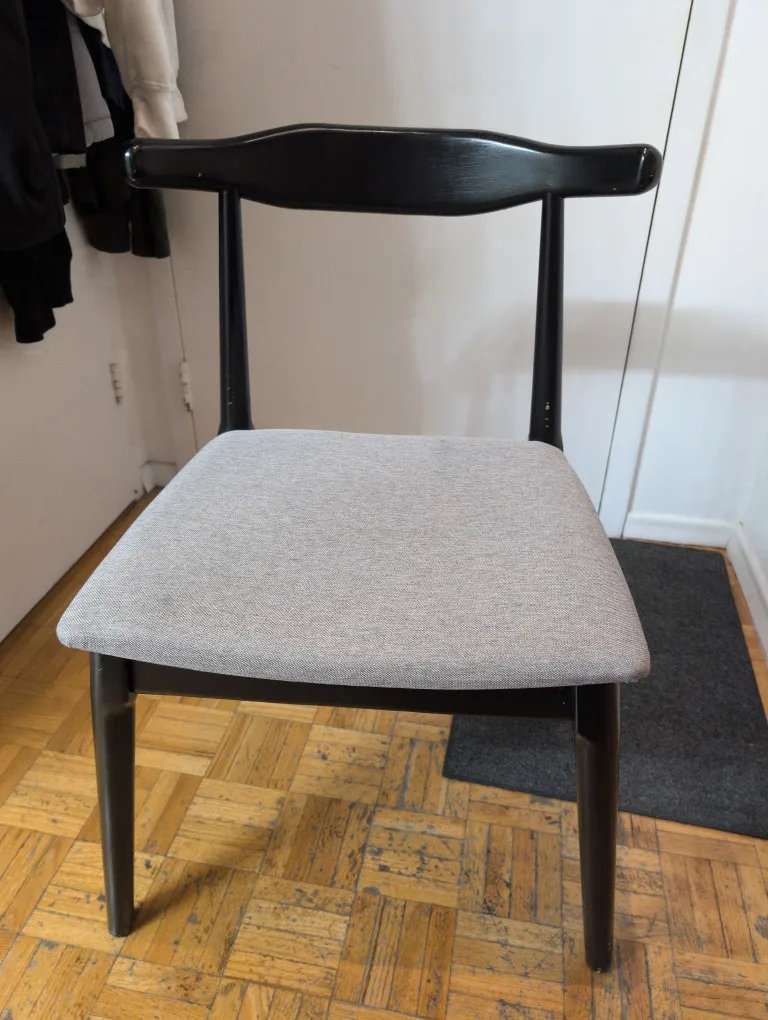 Black Wood Dining Chair with Grey Cushion thumbnail