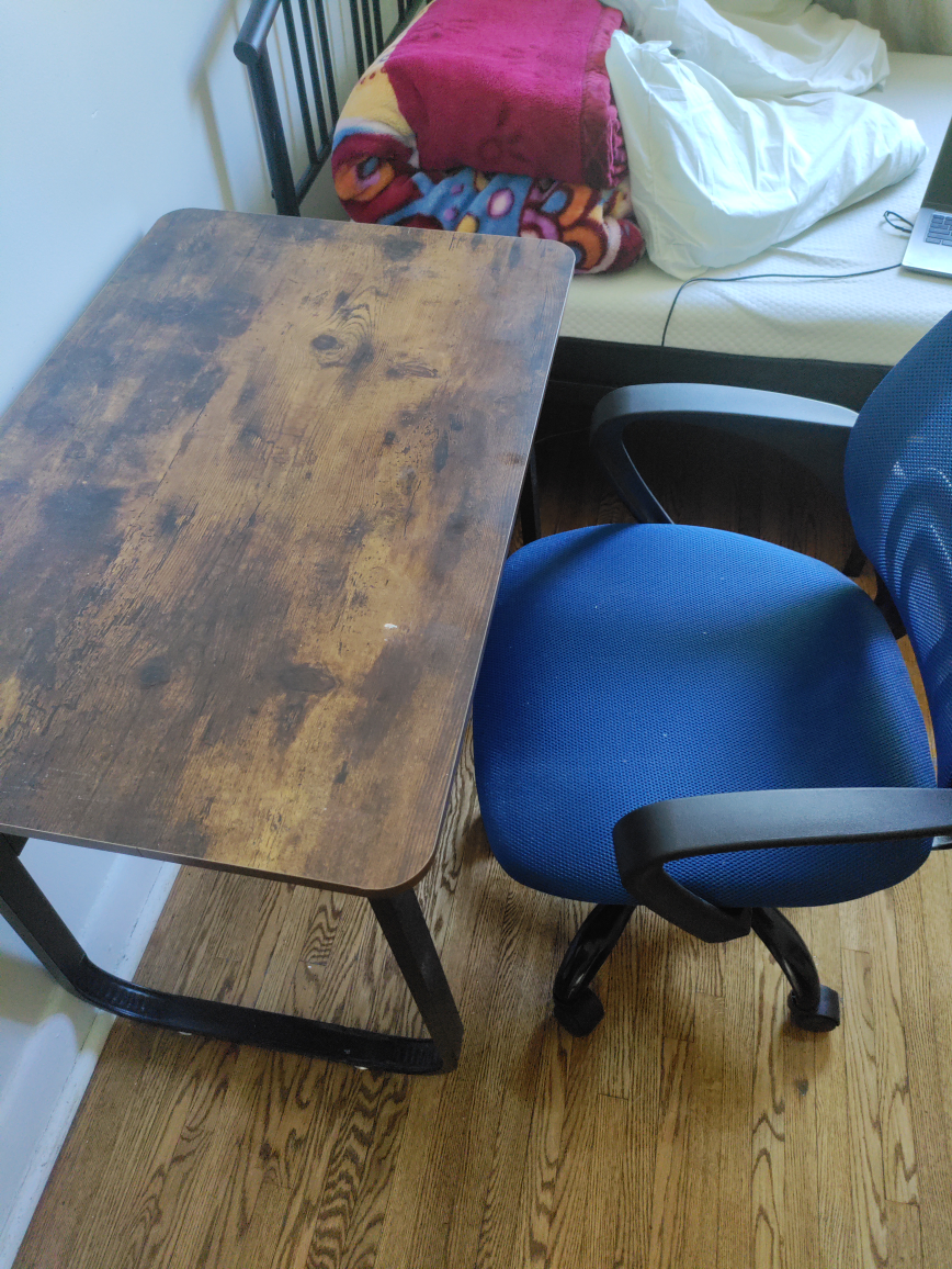 Small Desk and Blue Office Chair Set - photo 2