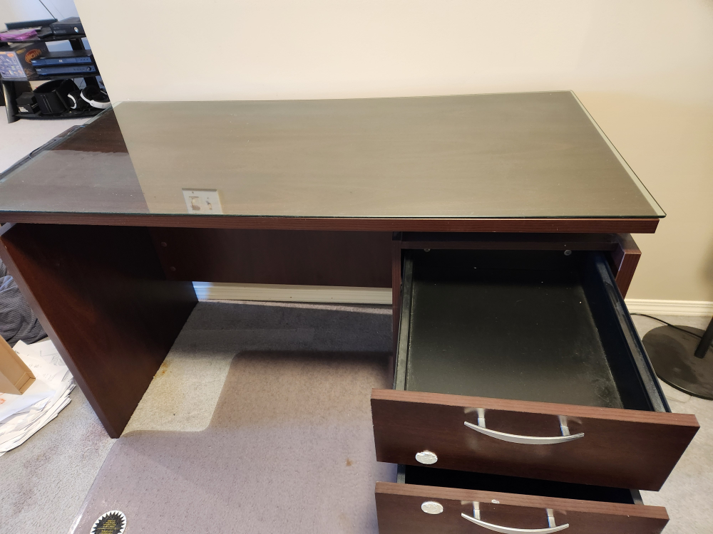 Used Black Office Chair, Side Table & Desk - photo 3
