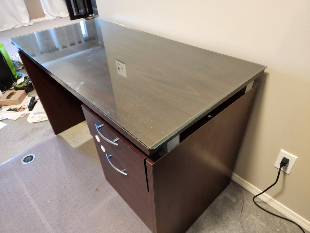 Used Black Office Chair, Side Table & Desk - photo 5