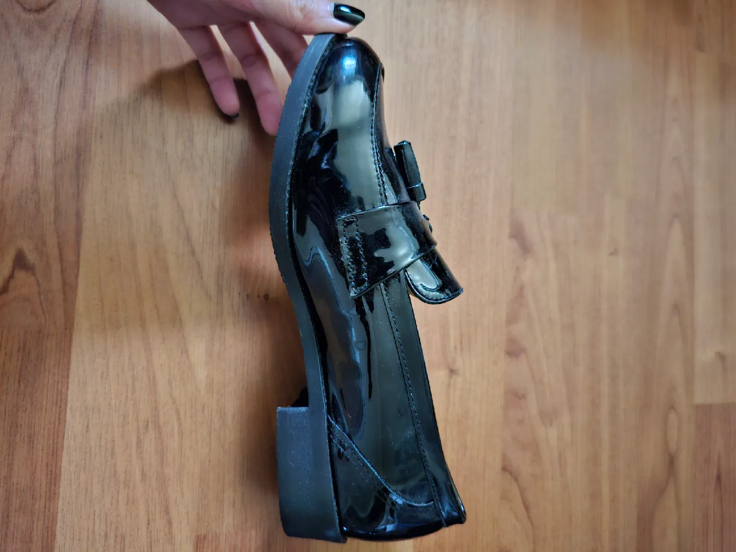 Brand New! Korean Black Patent Faux Leather Loafers - Size 235 image indicator(3)