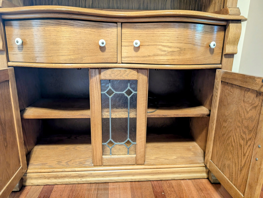 Oak China Cabinet with Glass Doors - photo 2
