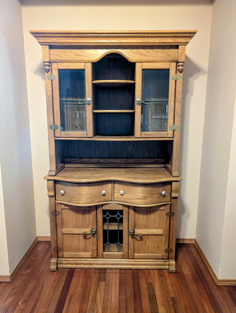Oak China Cabinet with Glass Doors - photo 4