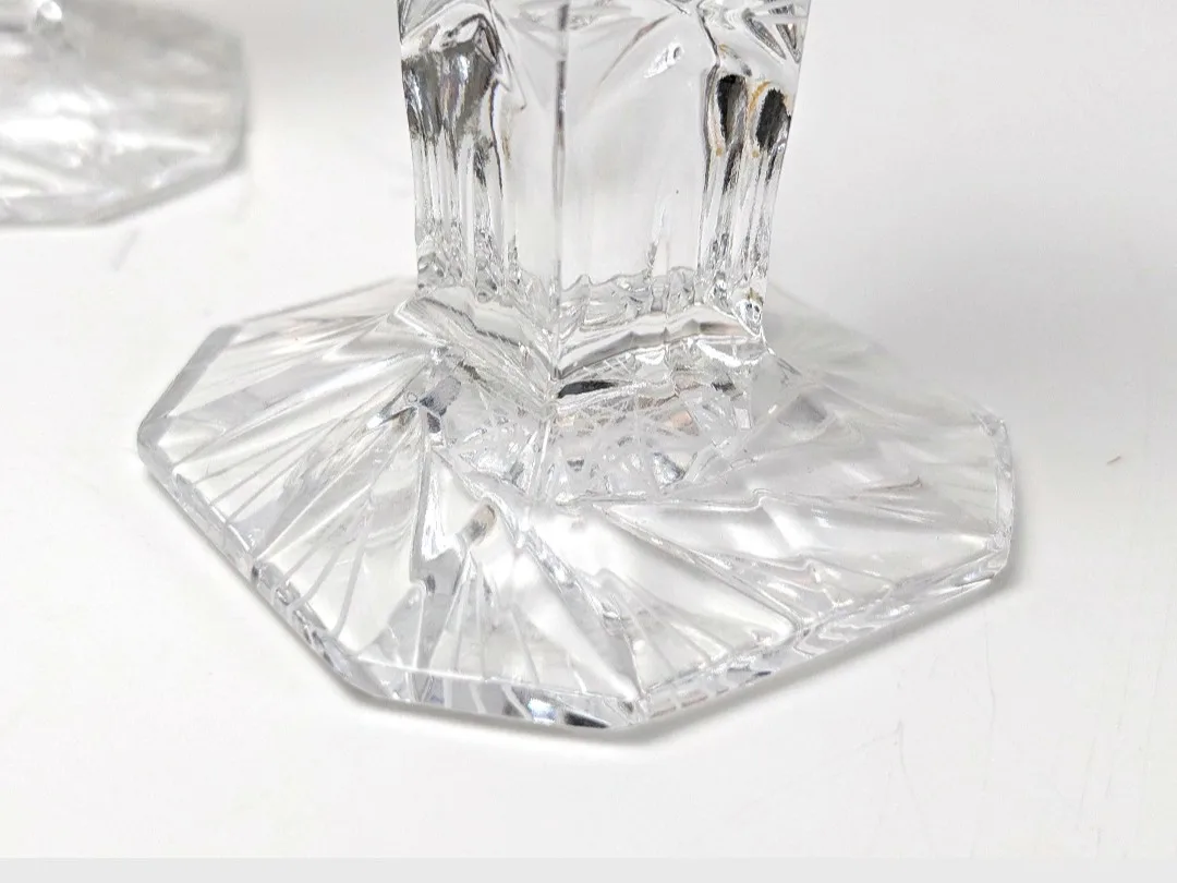 Crystal Candlestick Holders ~ Pinwheel Cut Crystal image indicator(8)