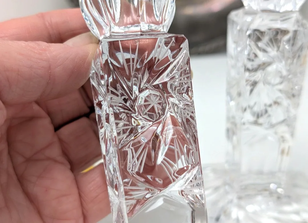 Crystal Candlestick Holders ~ Pinwheel Cut Crystal image indicator(9)