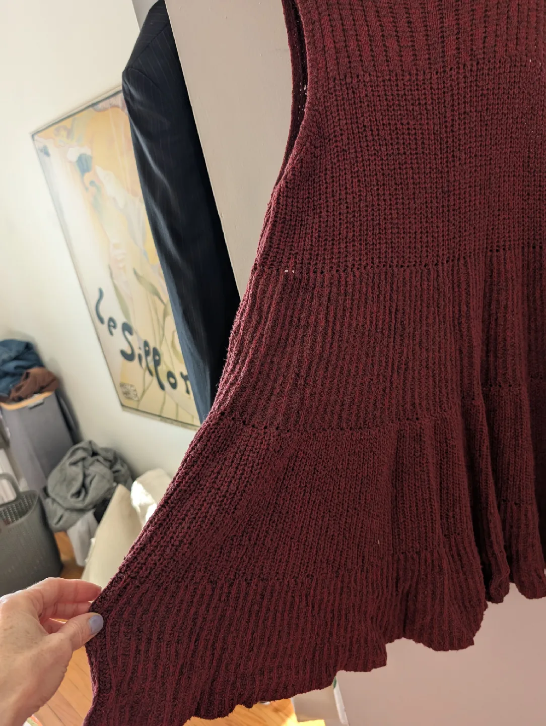 Free People Red Cotton Knitted dress with lining - small image indicator(2)