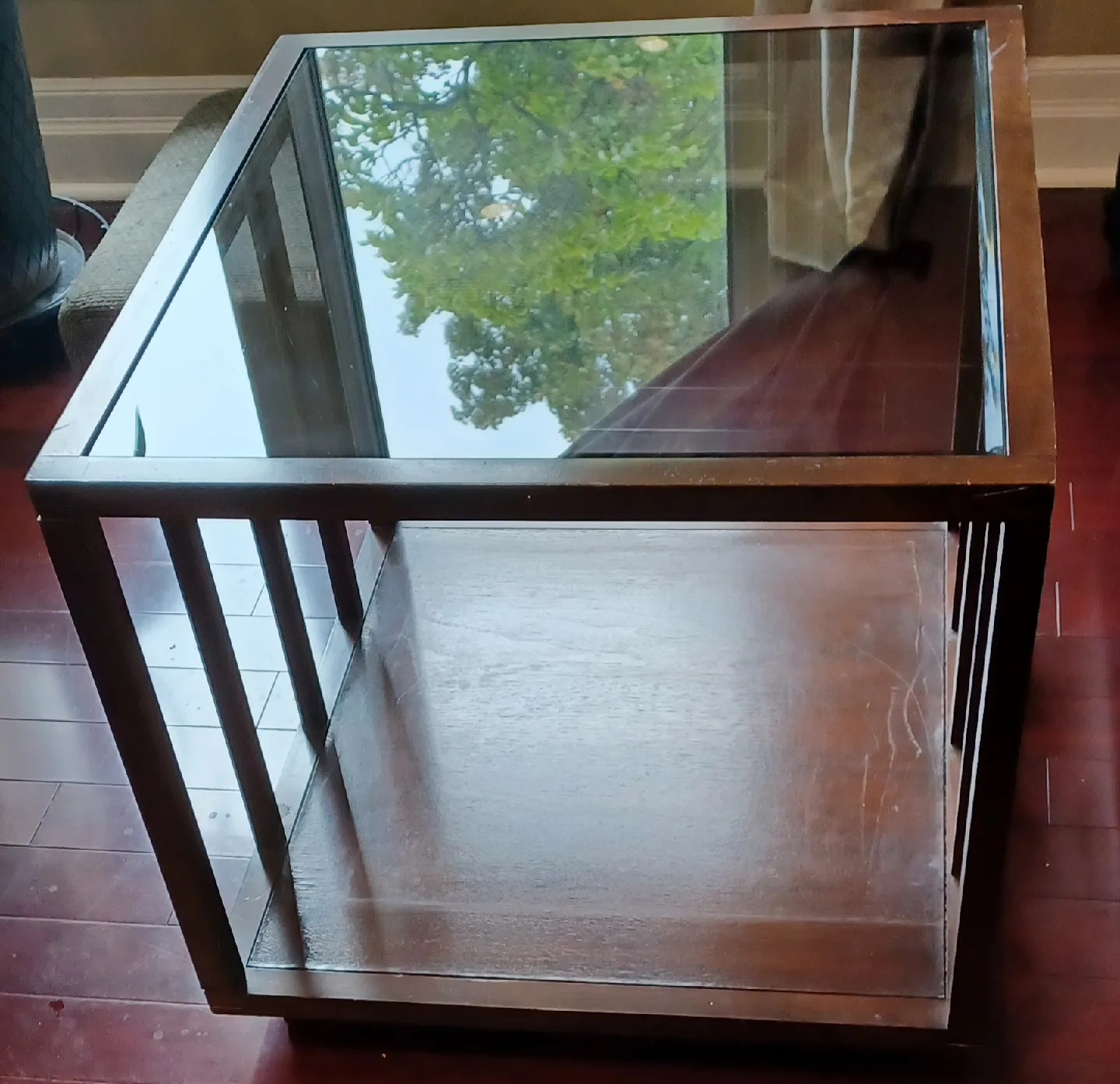 Glass Top Coffee Table - Brown Wood Frame image indicator(3)