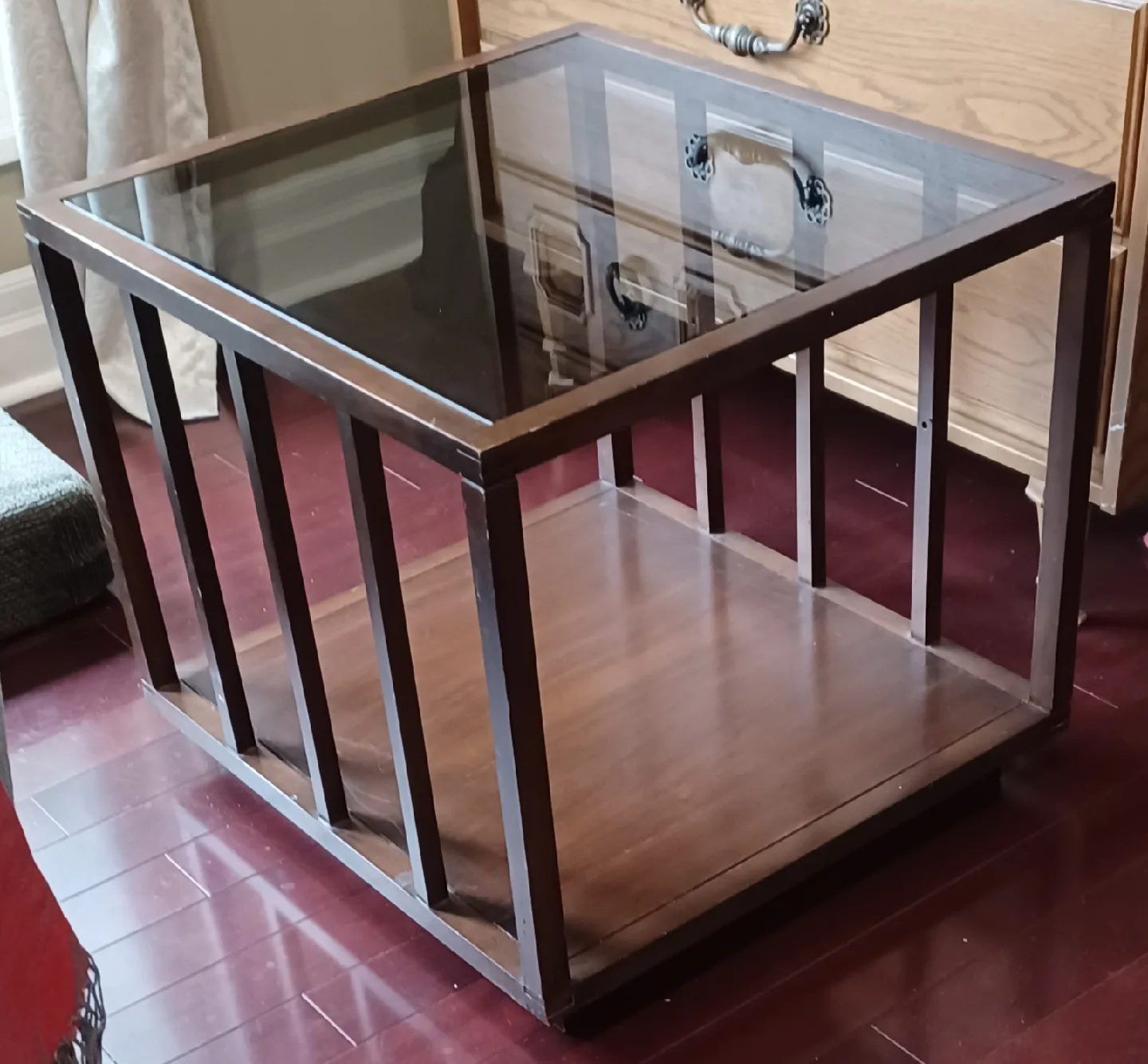 Glass Top Coffee Table - Brown Wood Frame image indicator(4)