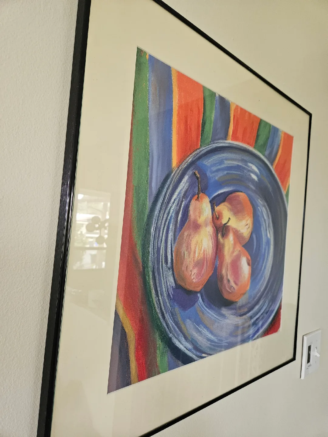 Large Signed Art Framed Pears Still Life Painting image indicator(2)