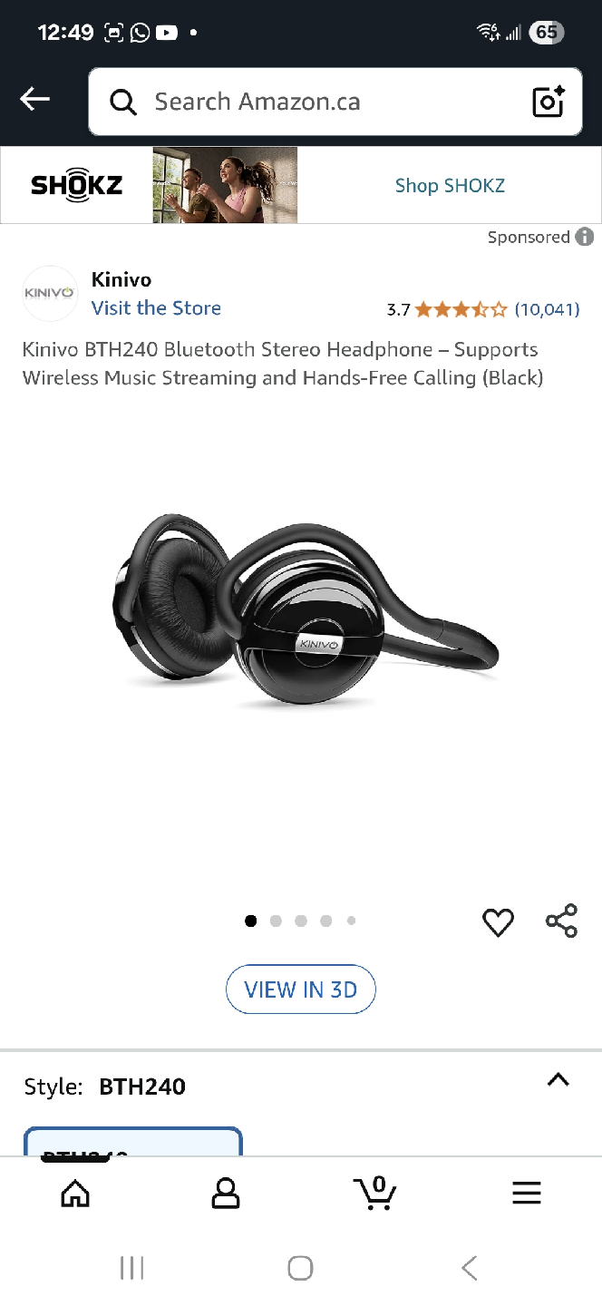 Kinivo BTH240 Midnight Black Bluetooth Headphones - NEW - photo 2