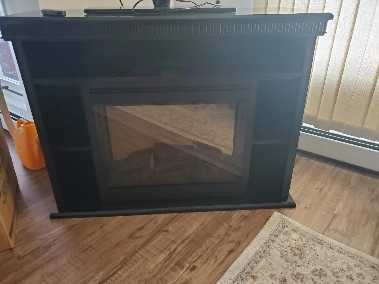 Black Fireplace TV Stand