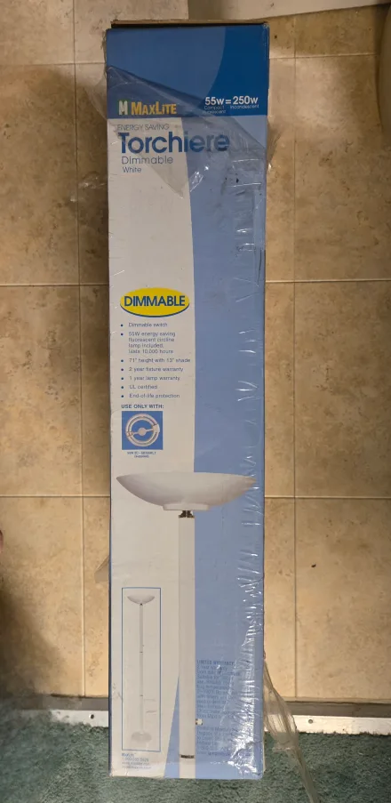 New Floor Lamp MaxLite Torchiere Dimmable, Bulb Included image indicator(4)