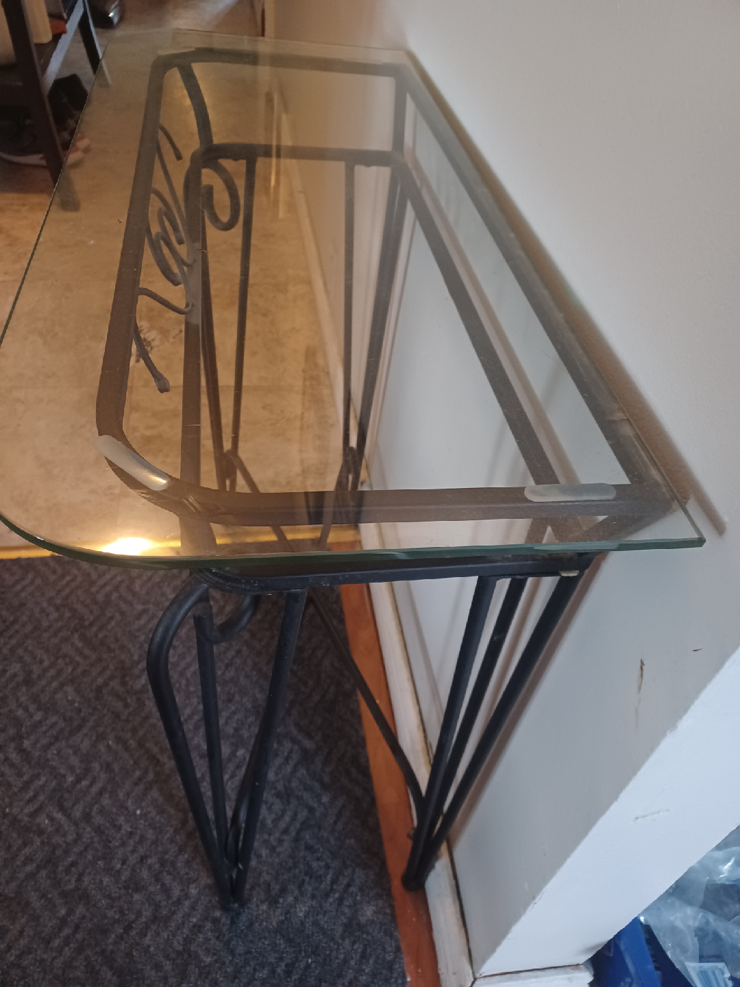 Glass Top Console Table - Black Metal Frame - photo 2