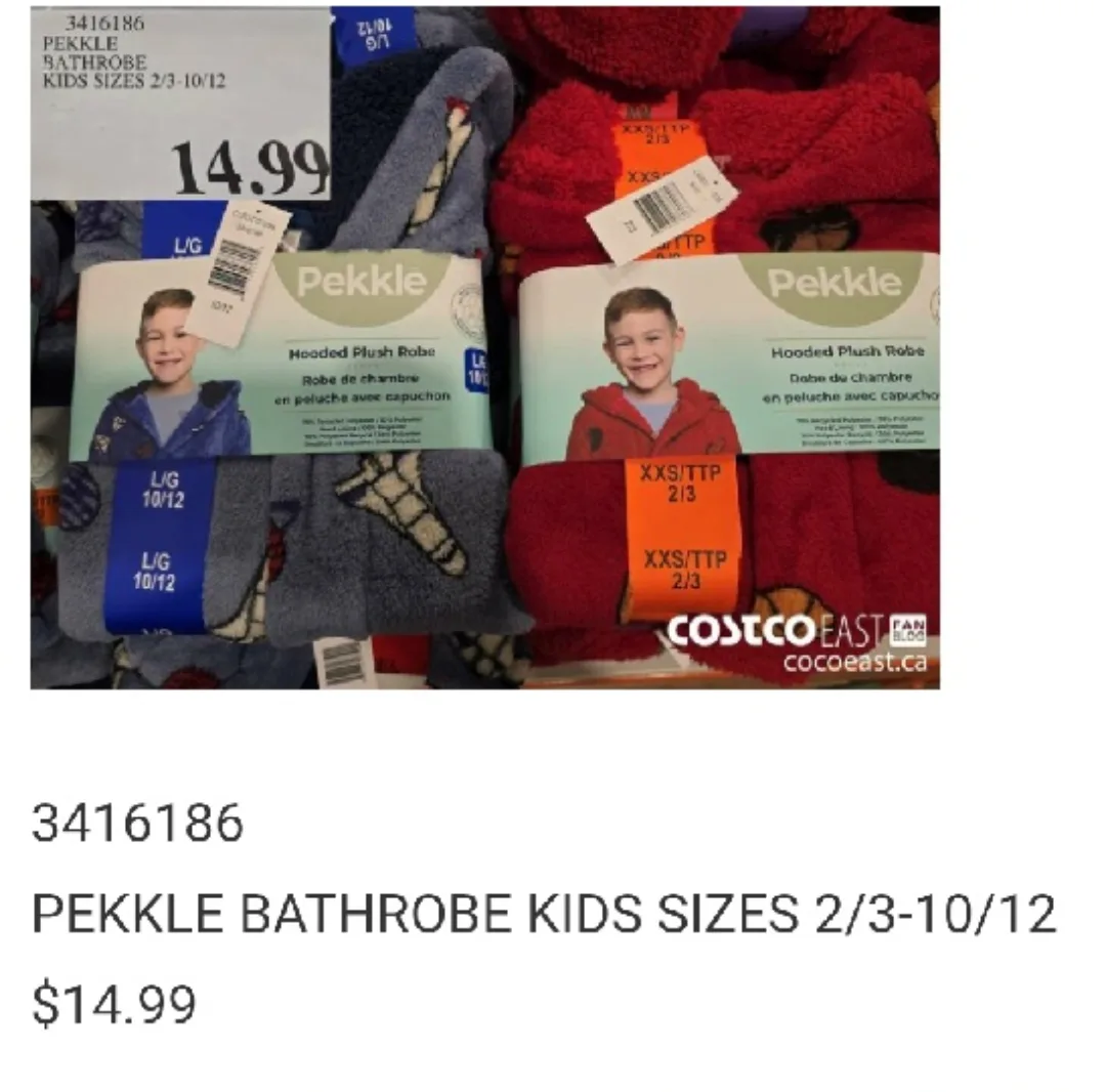 (NEW) Pekkle Hooded Plush Robe - Kids Size 10/12 image indicator(3)